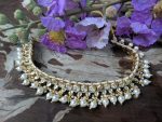 WHITE JADTAR SMALL STONE SINGLE LINE NECKLACE WITH PEARL