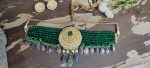 WHITE STONE PENDANT WITH  SMALL GREEN BEADS 7 LINE