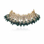 WHITE JADTAR STONE WITH SMALL GREEN BEADS NECKLACE SET