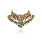 PEACOCK SHAPE WHITE AND SEA GREEN NECKLACE SET