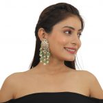 PEACOCK SHAPE WHITE AND SEA GREEN NECKLACE SET