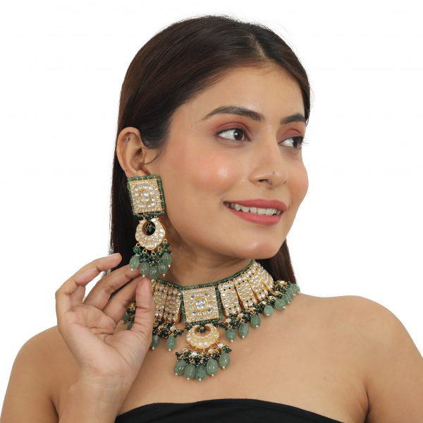 DARK  GREEN AND SEA GREEN NECKALCE SET