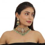 SEA GREEN NECKLACE  WITH JHUMKI