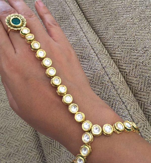 Kundan Hathful With A Touch Of Emerald
