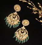 White And Green Kundan Earrings