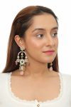 CHAND BAALI SHAPED EARRINGS WITH MOTI WORK AND PESTALE PINK  BEADS