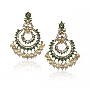 GREEN TWO LINE LEAF SHAPE CHAND BAALIS