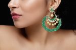 CHNAD EARRINGS WITH LIGHT GREEN BEADS AND PEARL