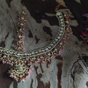 Pink Stone Bridal jadtar Matha Patti