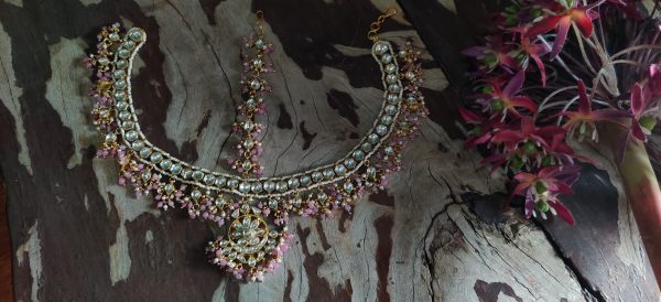 Pink Stone Bridal jadtar Matha Patti