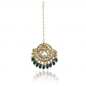 GREEN BEADS  WHITE  STONE TIKKA