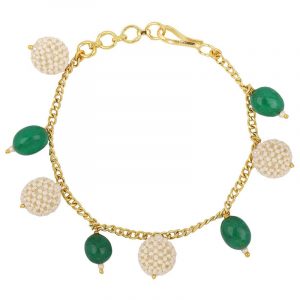 Green & White Pearl Studded bracelet