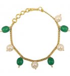 White & Green Pearl studded braceler