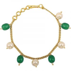 White & Green Pearl studded braceler