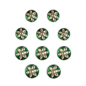 Green & white Men Fancy Kurta Button Design