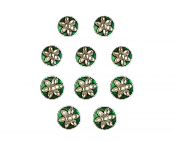 Green & white Men Fancy Kurta Button Design
