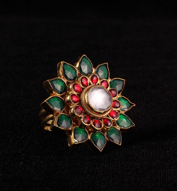 floral jadtar ring