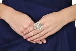 White Jadtar studded round shaped ring