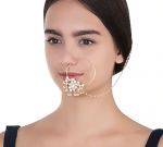 Beaded Nosering in White Jadtar Stones