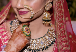 WHITE JADTAR STONE TOPS WITH JHUMKI IN GREEN BEADS
