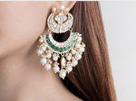 GREEN AND WHITE STONE EARRINGS WITH PEARLS