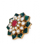 Big stone floral green ring