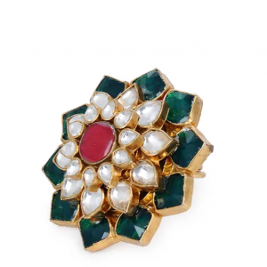 Big stone floral green ring