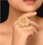 Gold Coated Beads studded Ring