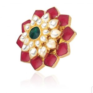 Red, Green & White Jadtar Ring