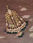 WHITE CHOKER SET WITH GREEN BEADS