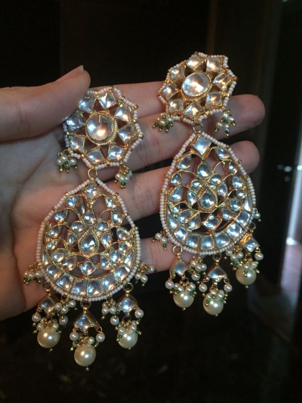 Pearls and Jadtar long Earrings