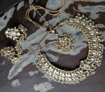 yellow stone jadtar necklace set beaded with a little touch of pearls